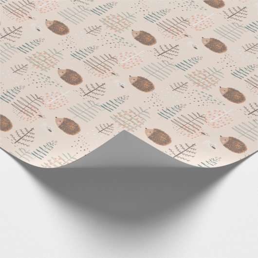 Cute Woodland Hedegel Pattern Cadeaupapier (Hoek)