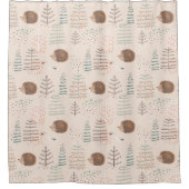 Cute Woodland Hedegel Pattern Douchegordijn (Voorkant)