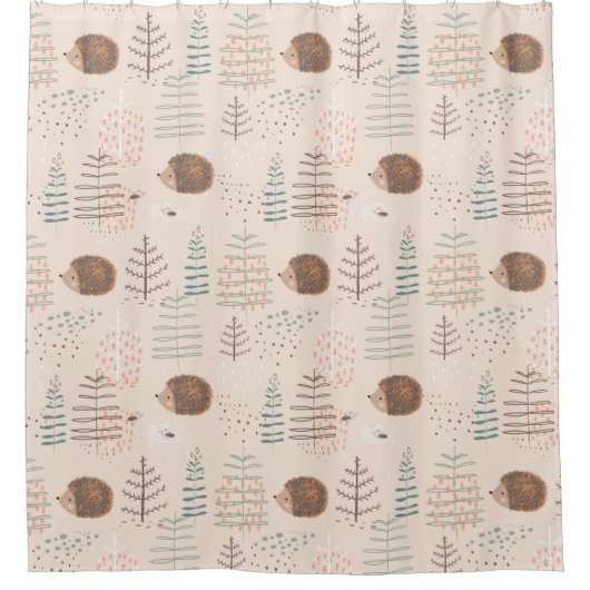 Cute Woodland Hedegel Pattern Douchegordijn (Voorkant)