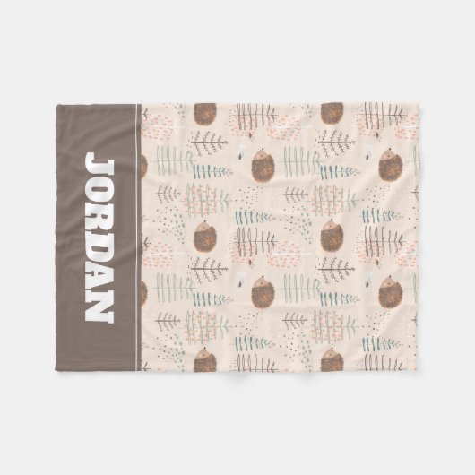 Cute Woodland Hedegel Pattern Fleece Deken (Voorkant (Horizontaal))