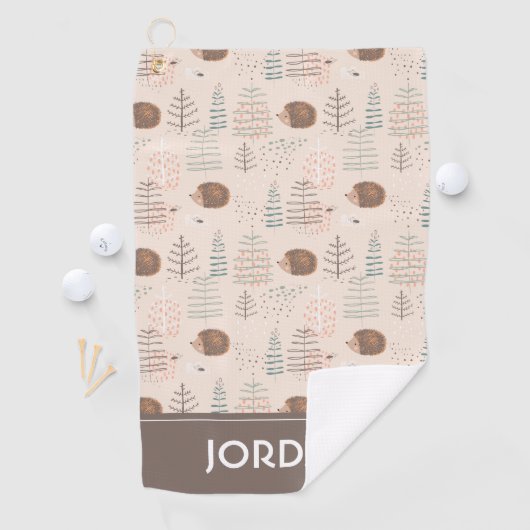 Cute Woodland Hedegel Pattern Golfhanddoek (Insitu)
