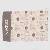 Cute Woodland Hedegel Pattern Golfhanddoek (Horizontaal)