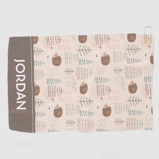 Cute Woodland Hedegel Pattern Golfhanddoek (Horizontaal)