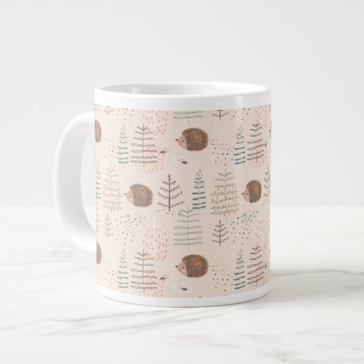 Cute Woodland Hedegel Pattern Grote Koffiekop (Links)
