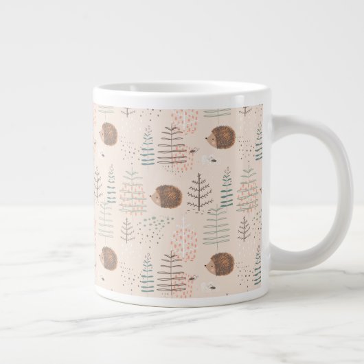 Cute Woodland Hedegel Pattern Grote Koffiekop (Rechts)