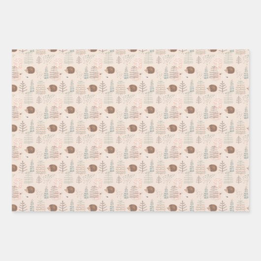 Cute Woodland Hedegel Pattern Inpakpapier Vel (Voorkant 2)