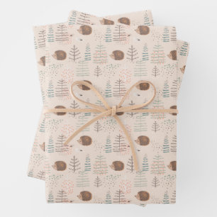 Cute Woodland Hedegel Pattern Inpakpapier Vel
