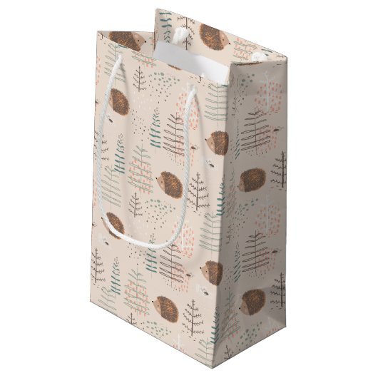 Cute Woodland Hedegel Pattern Klein Cadeauzakje (Achterkant Gekanteld)