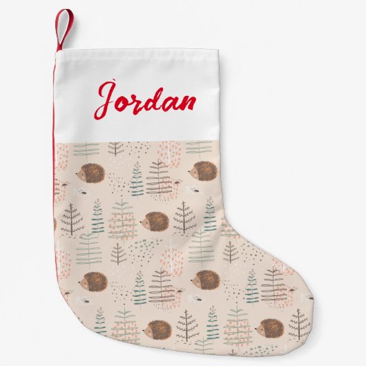 Cute Woodland Hedegel Pattern Kleine Kerstsok (Voorkant)