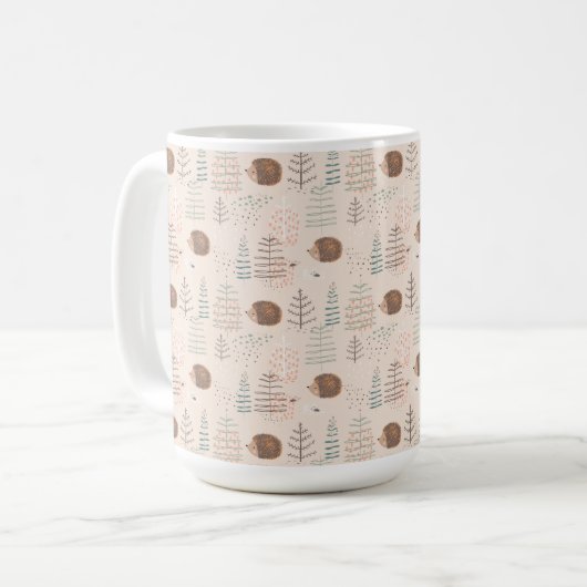 Cute Woodland Hedegel Pattern Koffiemok (Voorkant links)