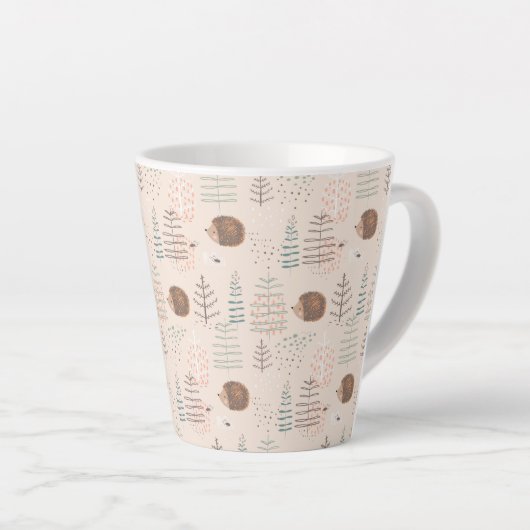 Cute Woodland Hedegel Pattern Latte Mok (Rechterhoek)
