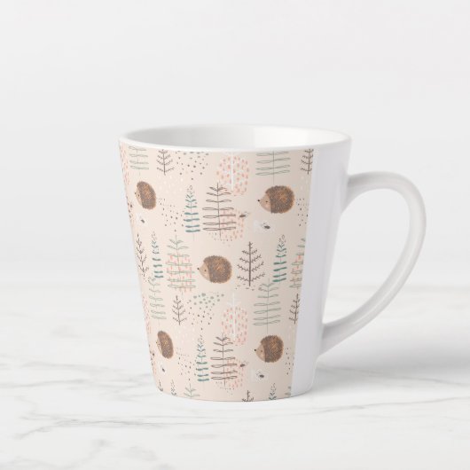 Cute Woodland Hedegel Pattern Latte Mok (Rechts)