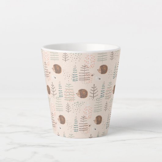 Cute Woodland Hedegel Pattern Latte Mok (Voorkant)