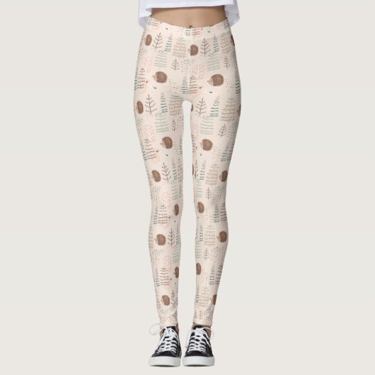 Cute Woodland Hedegel Pattern Leggings (Voorkant)