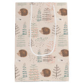 Cute Woodland Hedegel Pattern Medium Cadeauzakje (Achterkant)