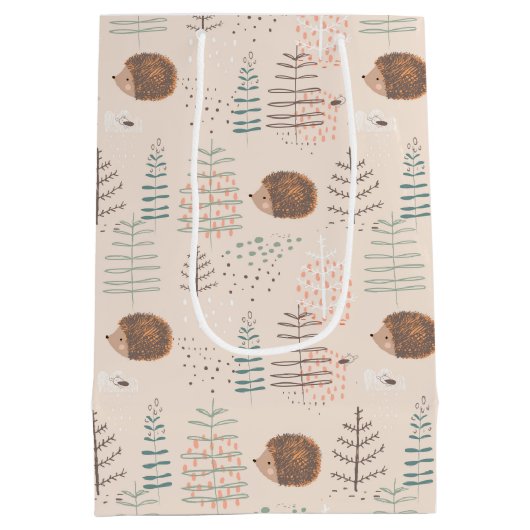 Cute Woodland Hedegel Pattern Medium Cadeauzakje (Achterkant)