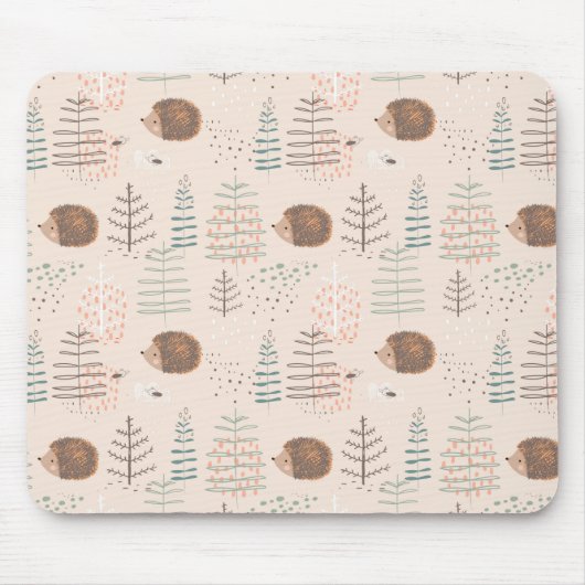 Cute Woodland Hedegel Pattern Muismat (Voorkant)