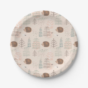 Cute Woodland Hedegel Pattern Papieren Bordje