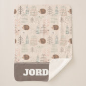 Cute Woodland Hedegel Pattern Sherpa Deken (Voorkant)