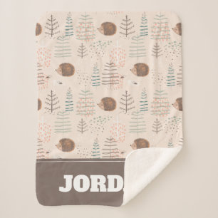 Cute Woodland Hedegel Pattern Sherpa Deken