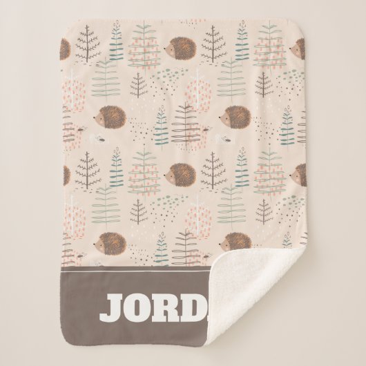 Cute Woodland Hedegel Pattern Sherpa Deken (Voorkant)