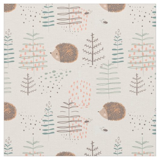 Cute Woodland Hedegel Pattern Stof (Close Up)