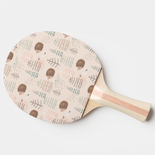 Cute Woodland Hedegel Pattern Tafeltennisbatje (Zijkant)