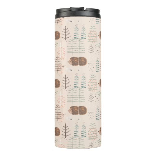 Cute Woodland Hedegel Pattern Thermosbeker (Achterkant)