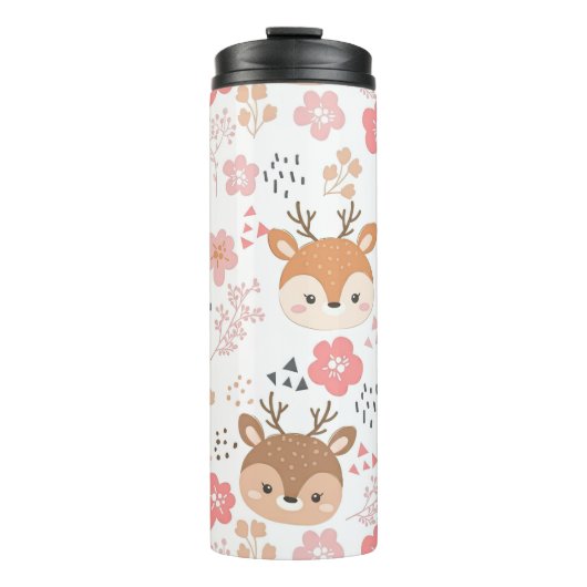 Cute Woodland Hedgehog and Flowers Thermosbeker (Voorkant)