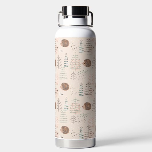 Cute Woodland Hedgehog Pattern Waterfles (Achterkant)