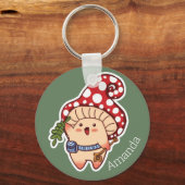 Cute Woodland Herbalist Mushroom Sleutelhanger (Voorkant)