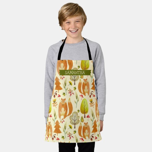 Cute Woodland Herfst Fox Pattern Trees Whimsical Schort (Gedragen)