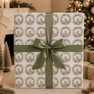 Cute Woodland Herten Kerst Inpakpapier