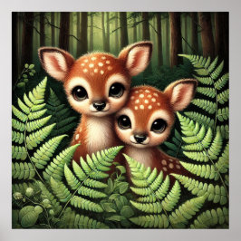 Cute Woodland Herten Ree Illustratie – Aardige Ba Poster