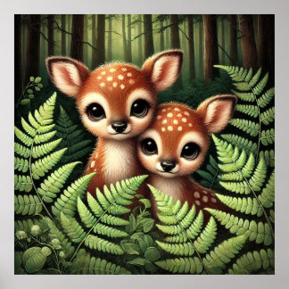 Cute Woodland Herten Ree Illustratie – Aardige Ba Poster