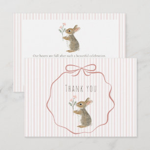 Cute Woodland Konijn Aquarel Meisje Baby Shower Bedankkaart