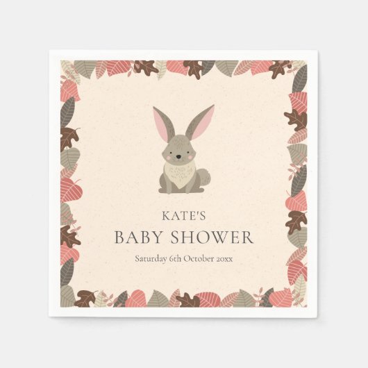 Cute Woodland Konijn Baby Shower / Sprinkle Servet (Voorkant)