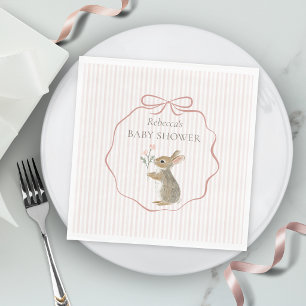 Cute Woodland Konijn Watercolor Meisje Baby Shower Servet