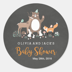 Cute Woodland Krijtbord Baby Shower Sticker
