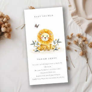Cute Woodland Lion Foliage Baby shower Invite Bedankkaart