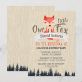 Cute Woodland Little Fox 8th Birthday Party Kaart (Voorkant / Achterkant)