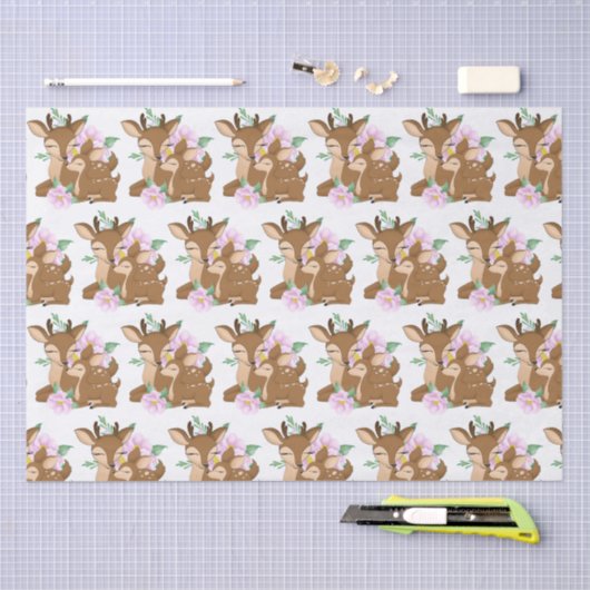 Cute woodland Mam- en babymeisjesherenfeest Tissuepapier (Craft)