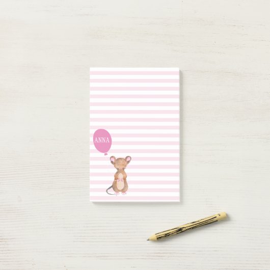 Cute Woodland Mouse | Aangepaste post-it notities Post-it® Notes (Op bureau)