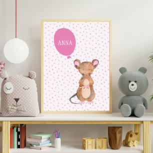 Cute Woodland Mouse Baby's/Kind Room Poster