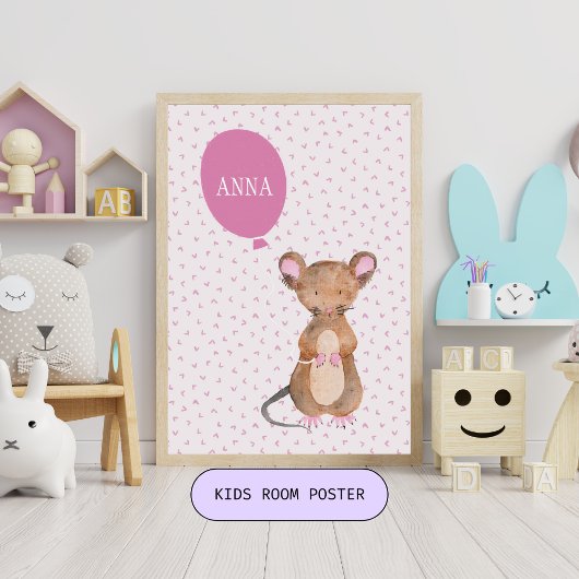 Cute Woodland Mouse Baby's/Kind Room Poster