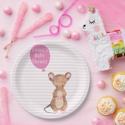 Cute Woodland Mouse | Borden Baby shower papier Papieren Bordje (Feest)