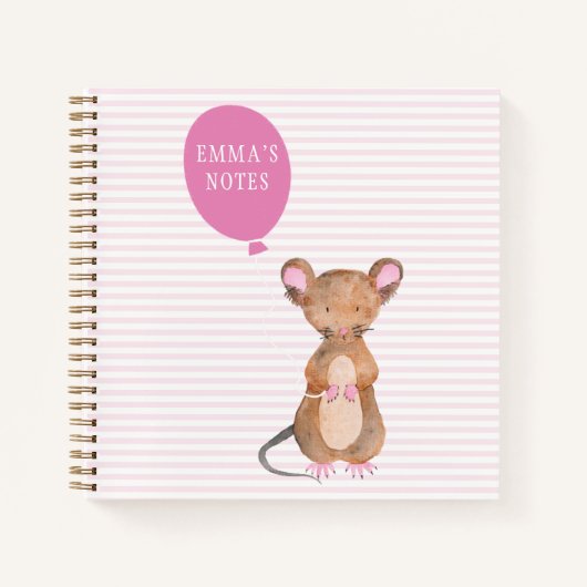 Cute Woodland Mouse Gepersonaliseerd Notitieboek (Voorkant)