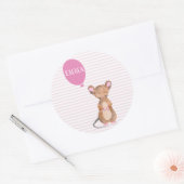 Cute Woodland Mouse Gepersonaliseerde Kinder Stick Ronde Sticker (Envelop)