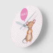 Cute Woodland Mouse Kinder/Nursery Wall Clock Ronde Klok (Hoek)