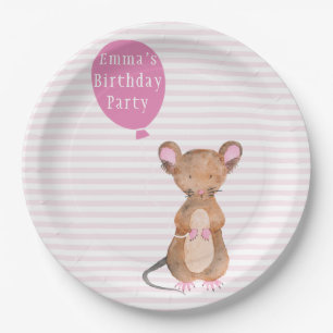 Cute Woodland Mouse   Kinderen op jaarbasis Papier Papieren Bordje
